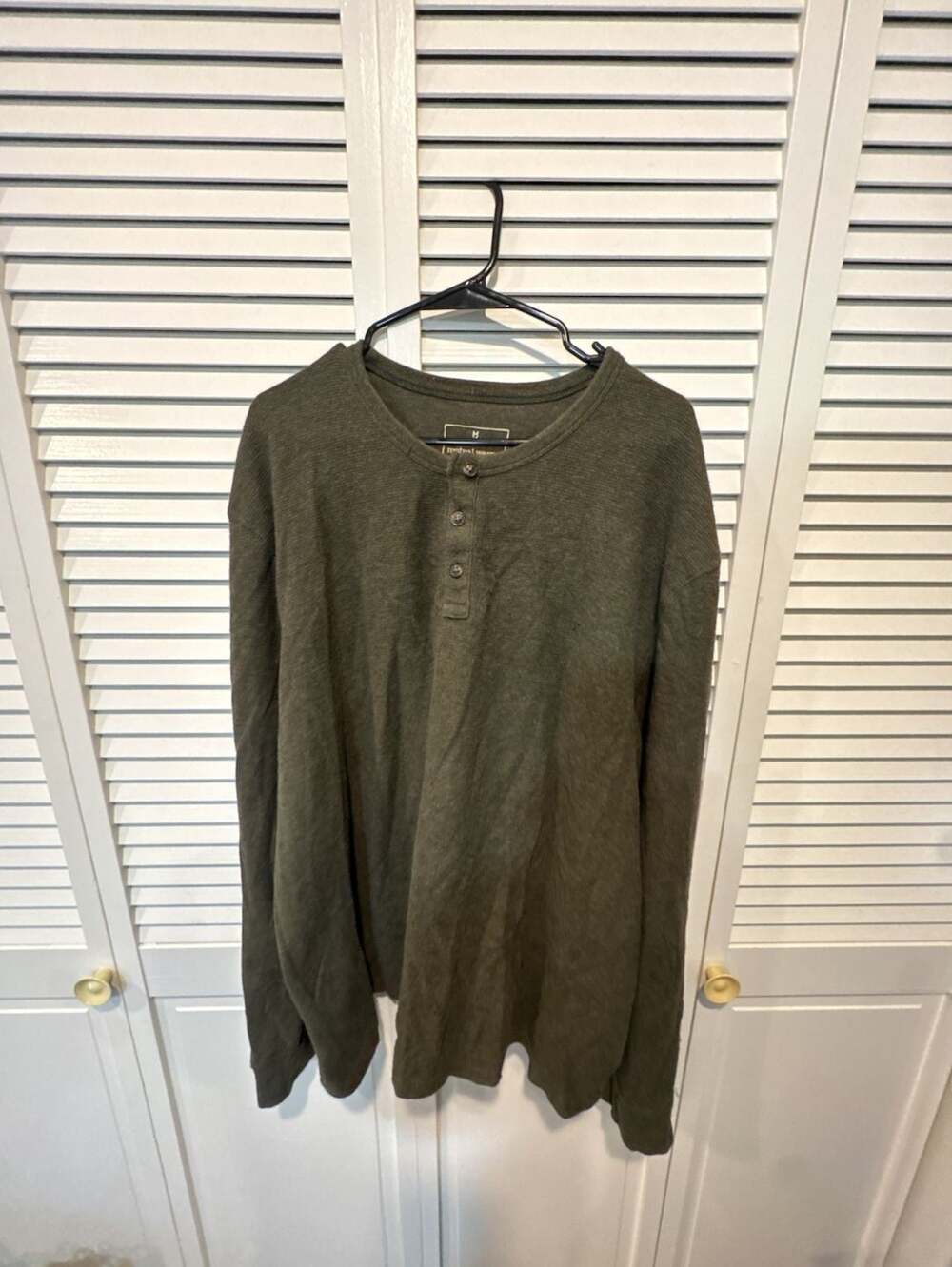 Mutual Weave Men's Long Sleeve Henley Shirt XXL Olive Green